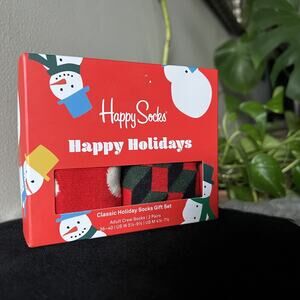 NIB HAPPY SOCKS 2 Pack HAPPY HOLIDAYS Cotton Blend Crew Sock Gift Set UNISEX Set